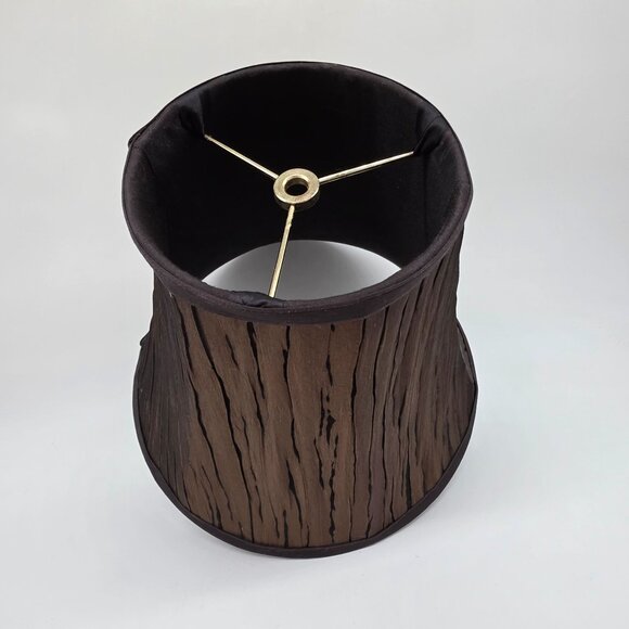 Brown Textured Bell-Shaped Lamp Shade With Faux Wood Grain Pattern - Picture 7 of 8